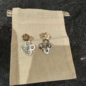 Tory Burch Clover Pave Front/Back Earring
